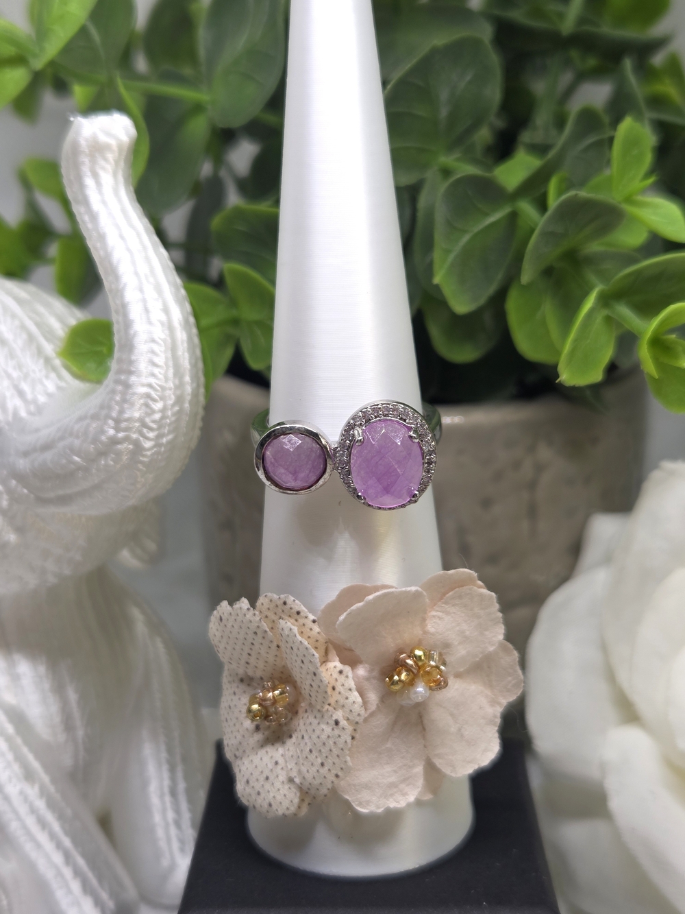 BP Double Stone Purple Kunzite In Halo Setting